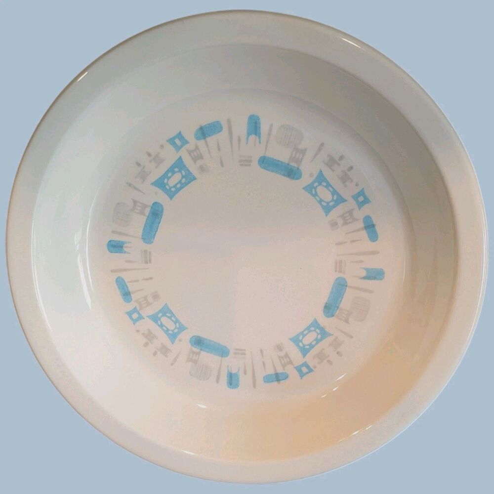 Atomic MCM Blue Heaven Pie Plate  Royal China Vintage 50s 10"